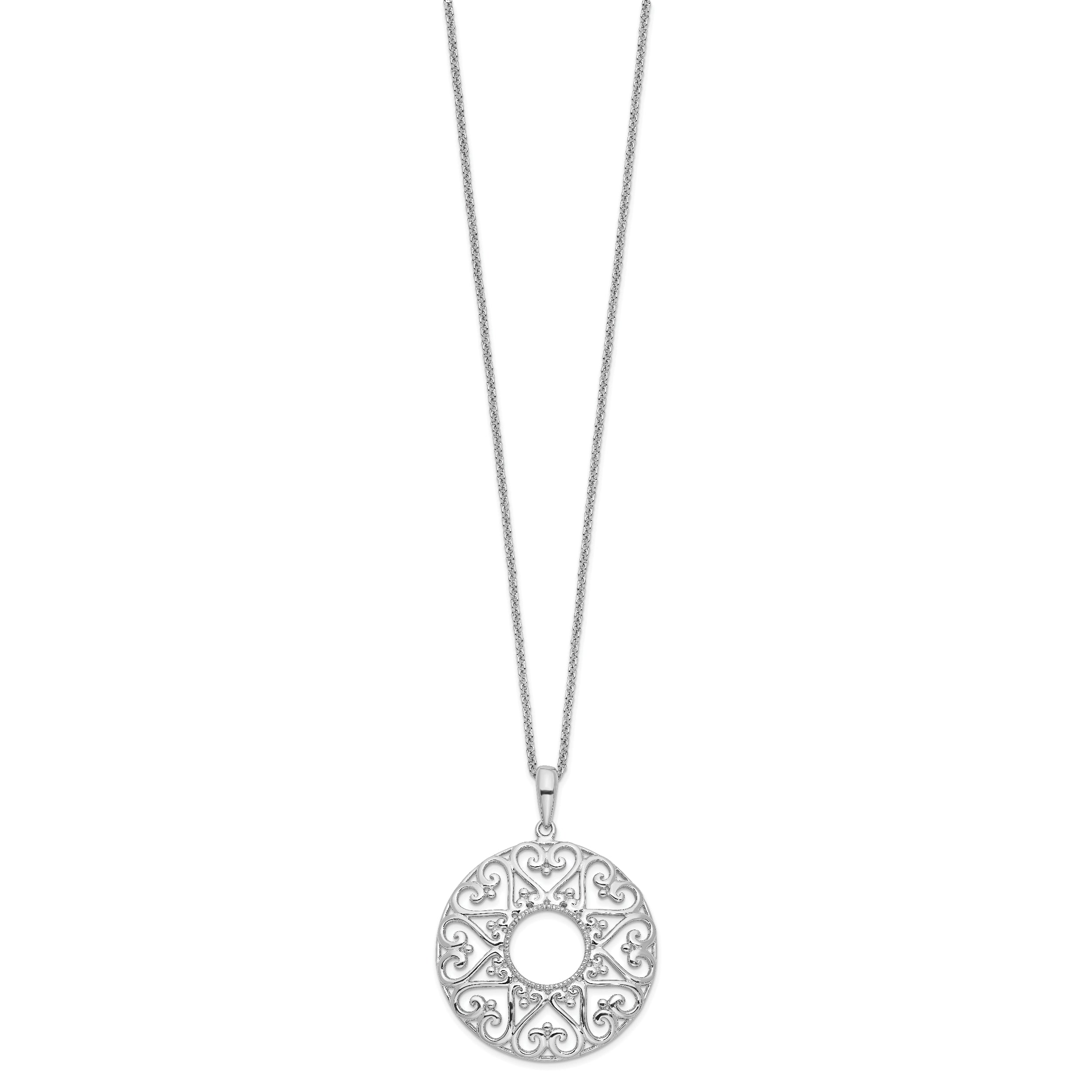 Sentimental Expressions Sterling Silver Rhodium-plated Polished Family Heart Strings 18in Necklace
