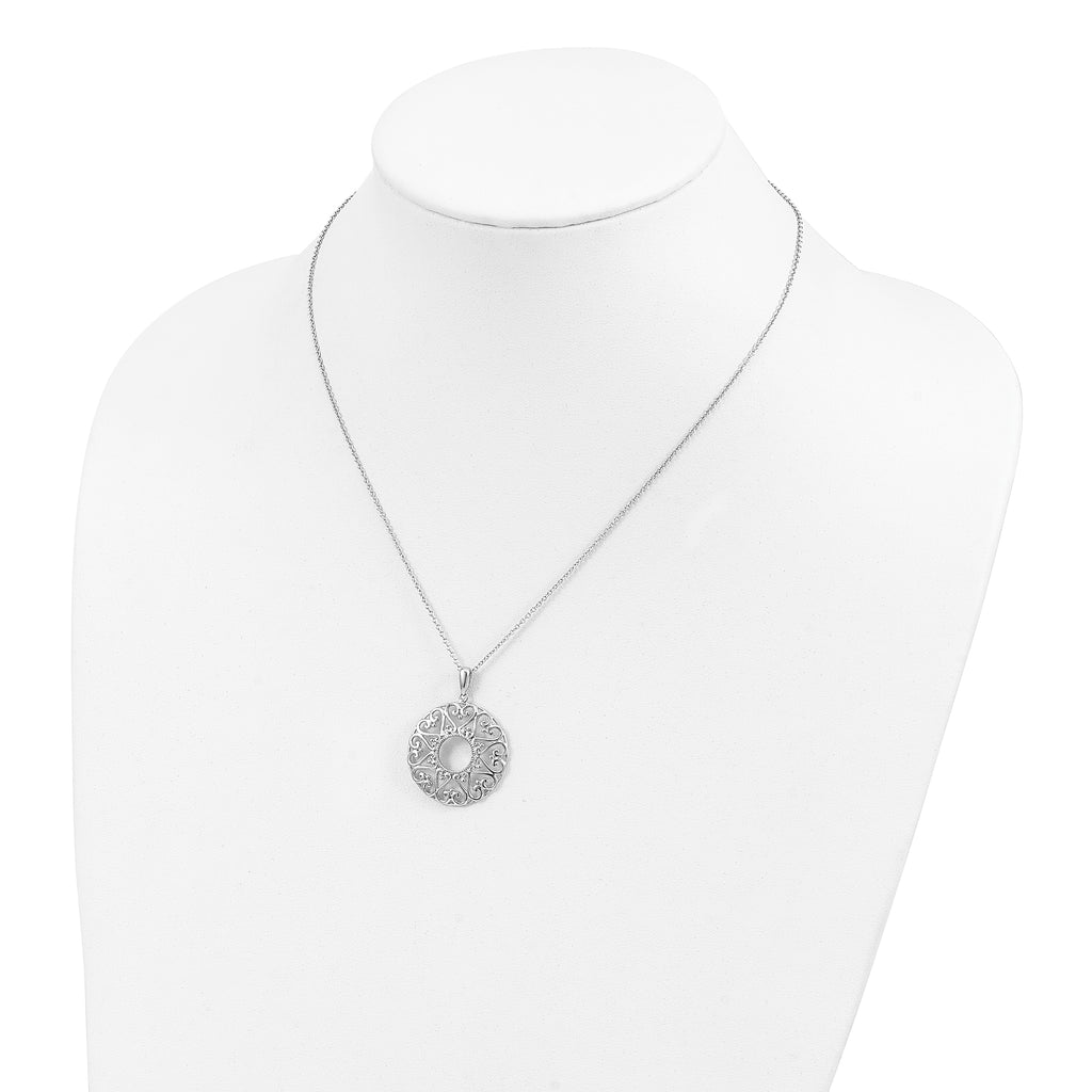 Sentimental Expressions Sterling Silver Rhodium-plated Polished Family Heart Strings 18in Necklace