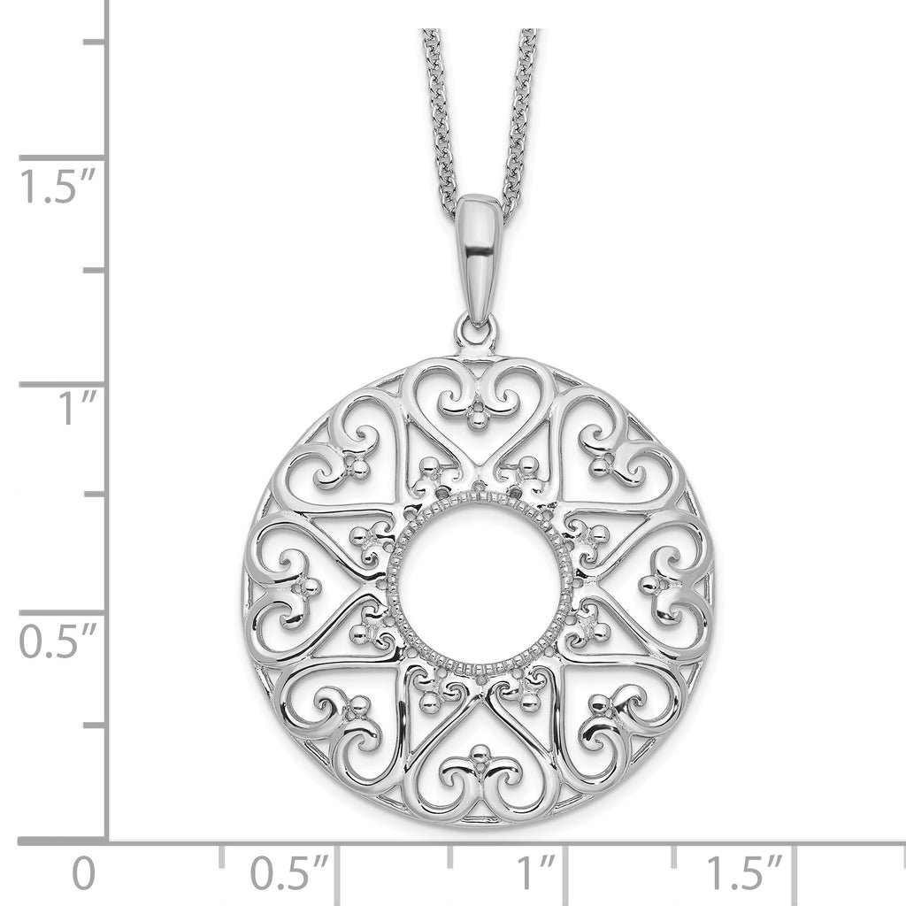 Sentimental Expressions Sterling Silver Rhodium-plated Polished Family Heart Strings 18in Necklace