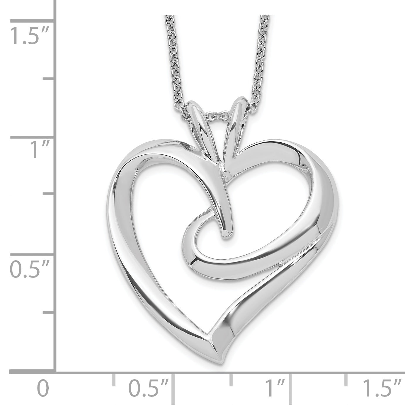 Sentimental Expressions Sterling Silver Rhodium-plated The Hugging Heart 18in Necklace