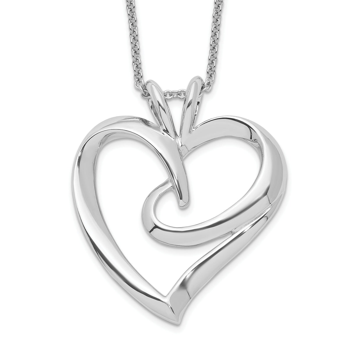 The Hugging Heart Necklace in Sterling Silver, 18 Inch - Sophia Jewelers Main image