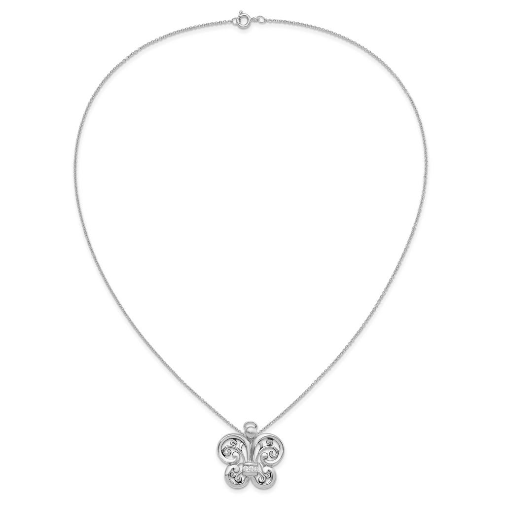 Sentimental Expressions Sterling Silver Rhodium-plated Antiqued CZ Angel of Courage 18in Necklace