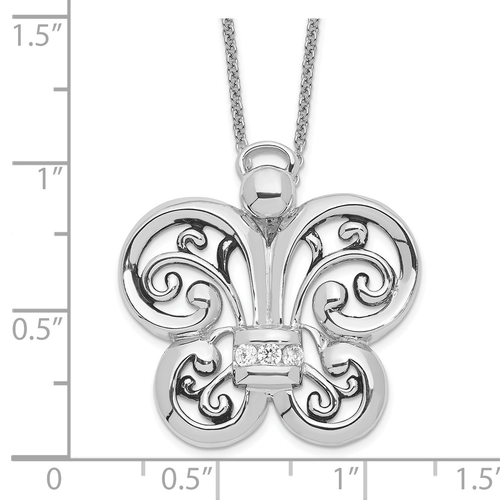 Sentimental Expressions Sterling Silver Rhodium-plated Antiqued CZ Angel of Courage 18in Necklace