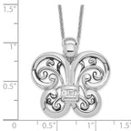 Sentimental Expressions Sterling Silver Rhodium-plated Antiqued CZ Angel of Courage 18in Necklace