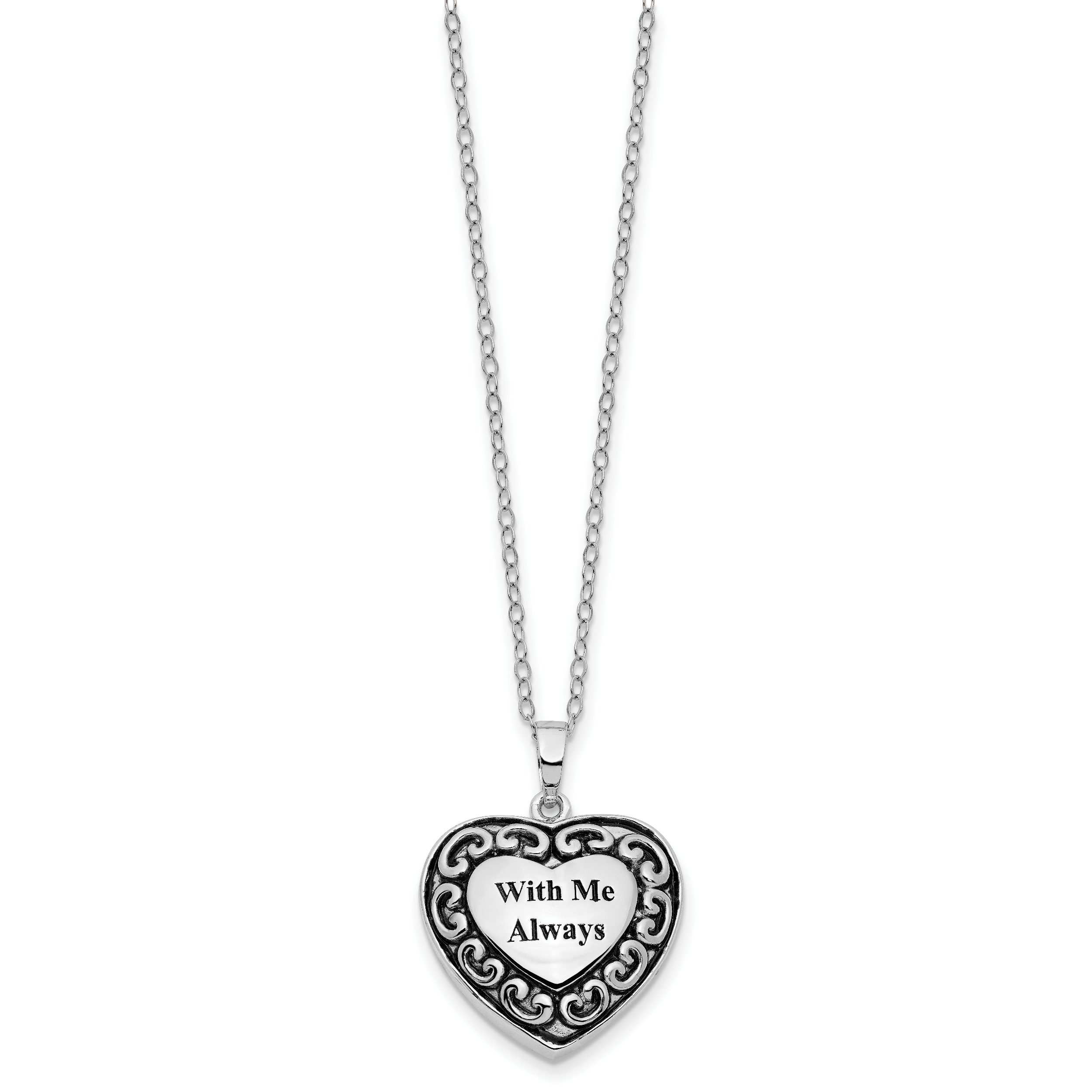 Sentimental Expressions Sterling Silver Rhodium-plated With Me Always Ash Holder 18 Inch Necklace Secondary image