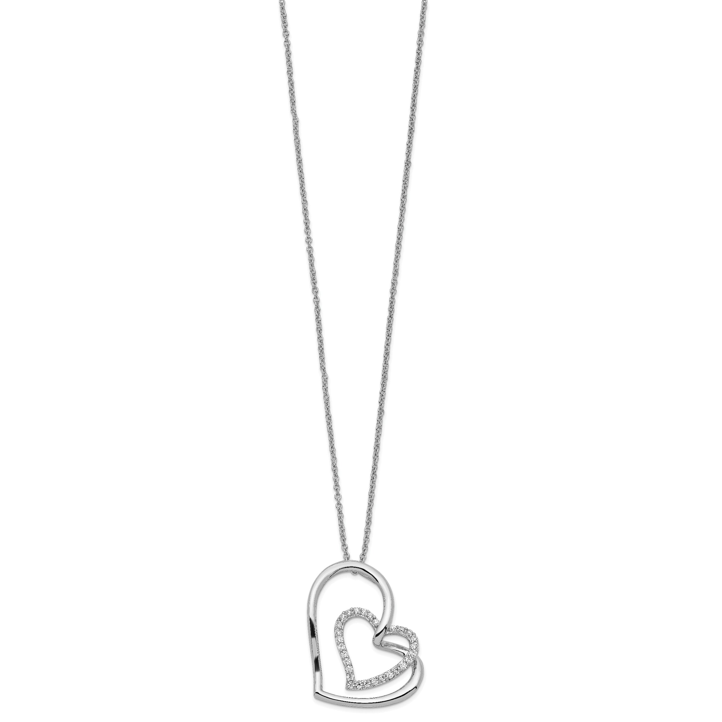 Sentimental Expressions Sterling Silver Rhodium-plated Antiqued CZ Thank You Grandma 18in Hearts Necklace
