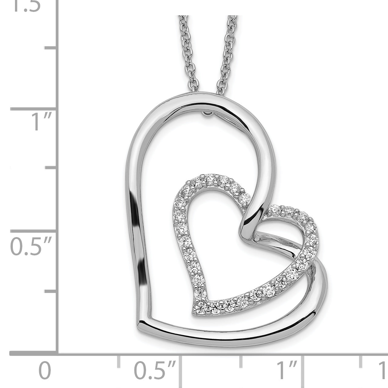 Sentimental Expressions Sterling Silver Rhodium-plated Antiqued CZ Thank You Grandma 18in Hearts Necklace
