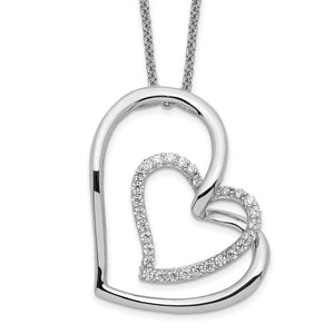 Cubic Zirconia You Mother Hearts Necklace in Sterling Silver, Antiqued, 18 Inch - Sophia Jewelers