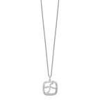 Sentimental Expressions Sterling Silver Rhodium-plated Antiqued CZ Sisters By Chance 18in Hearts Necklace