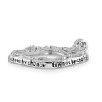 Sentimental Expressions Sterling Silver Rhodium-plated Antiqued CZ Sisters By Chance 18in Hearts Necklace