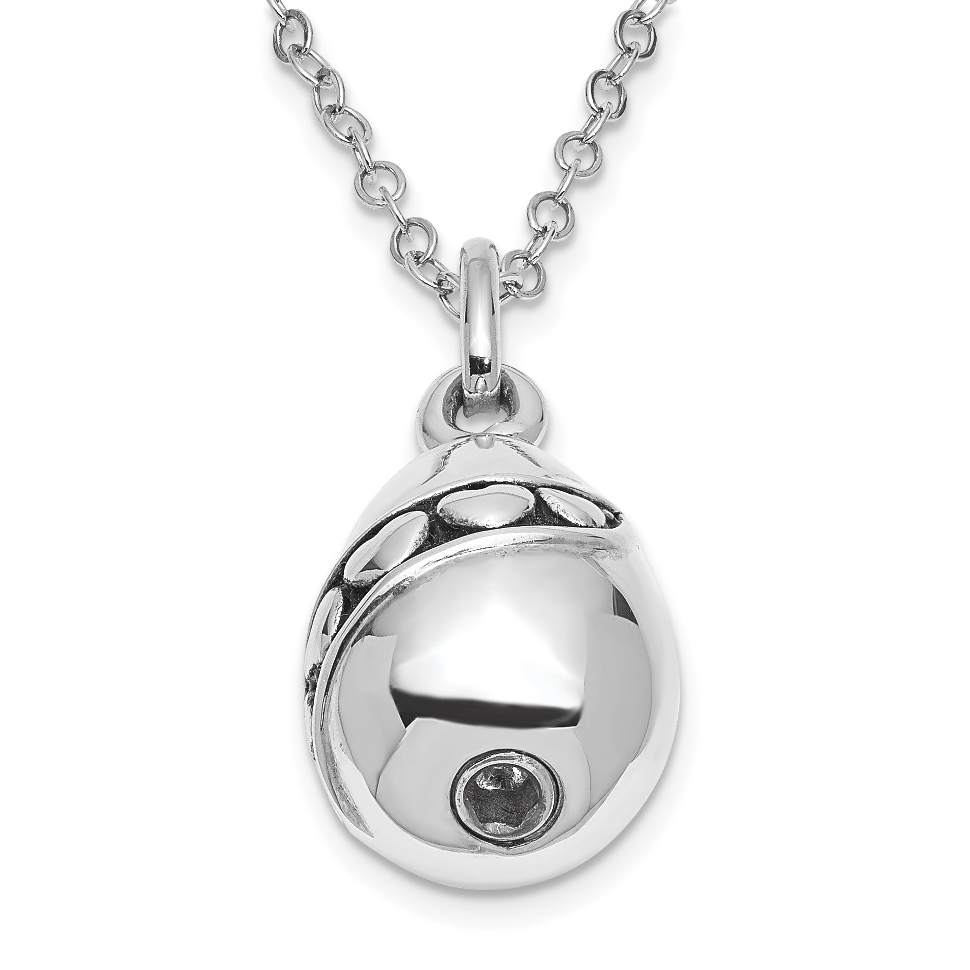 Sentimental Expressions Sterling Silver Rhodium-plated Antiqued Tear Of Love Ash Holder 18 Inch Necklace Secondary image