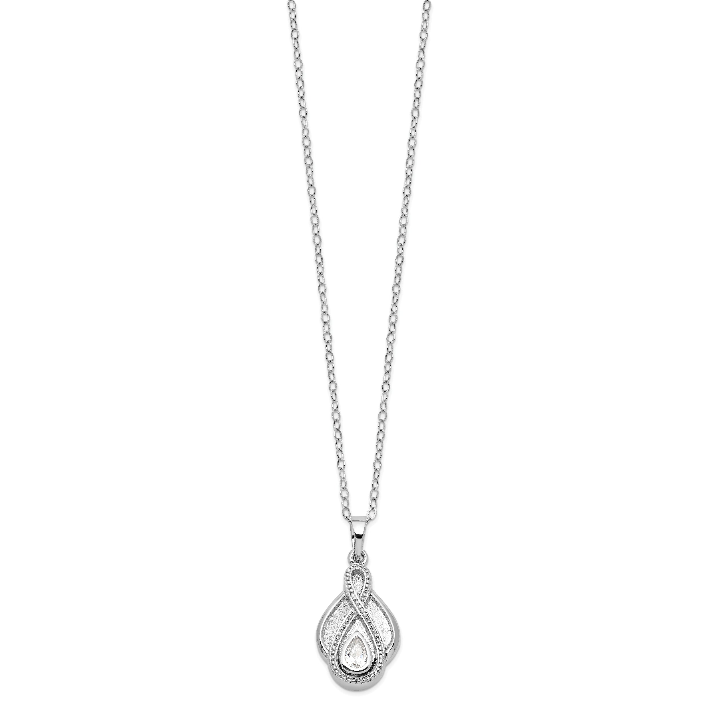 Sentimental Expressions Sterling Silver Rhodium-plated CZ Tear Of Strength Ash Holder 18 Inch Necklace
