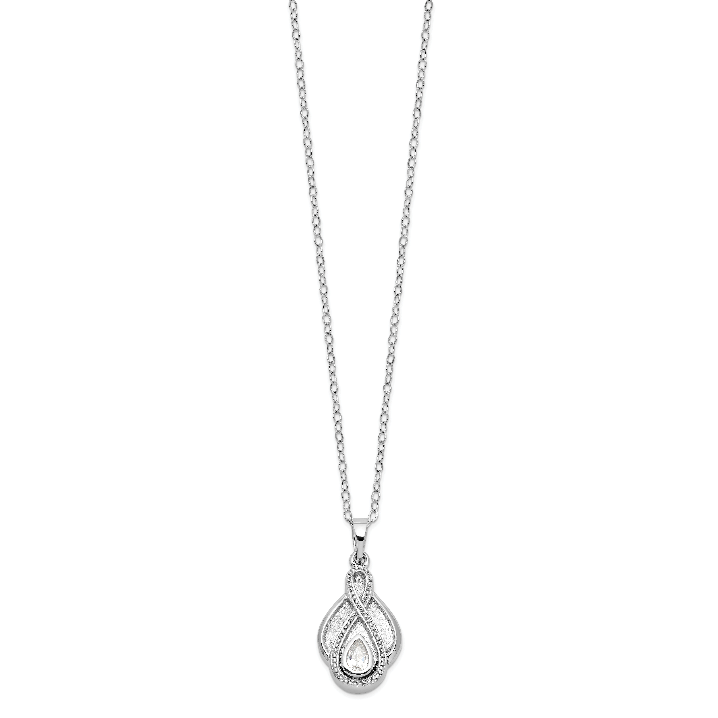 Sentimental Expressions Sterling Silver Rhodium-plated CZ Tear Of Strength Ash Holder 18 Inch Necklace Secondary image