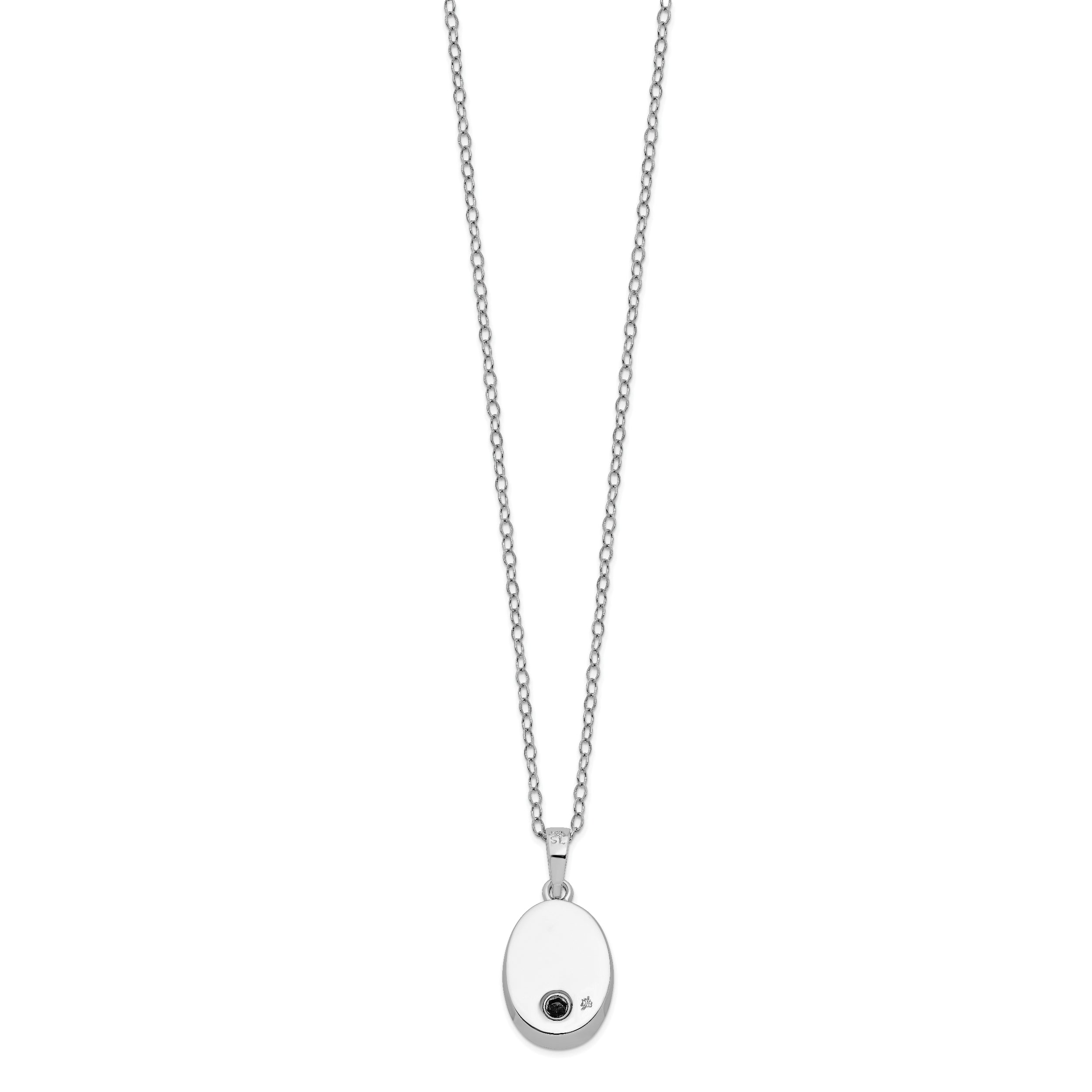 Sentimental Expressions Sterling Silver Rhodium-plated CZ Antiqued Flower Ash Holder 18 Inch Necklace