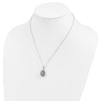 Sentimental Expressions Sterling Silver Rhodium-plated CZ Antiqued Flower Ash Holder 18 Inch Necklace