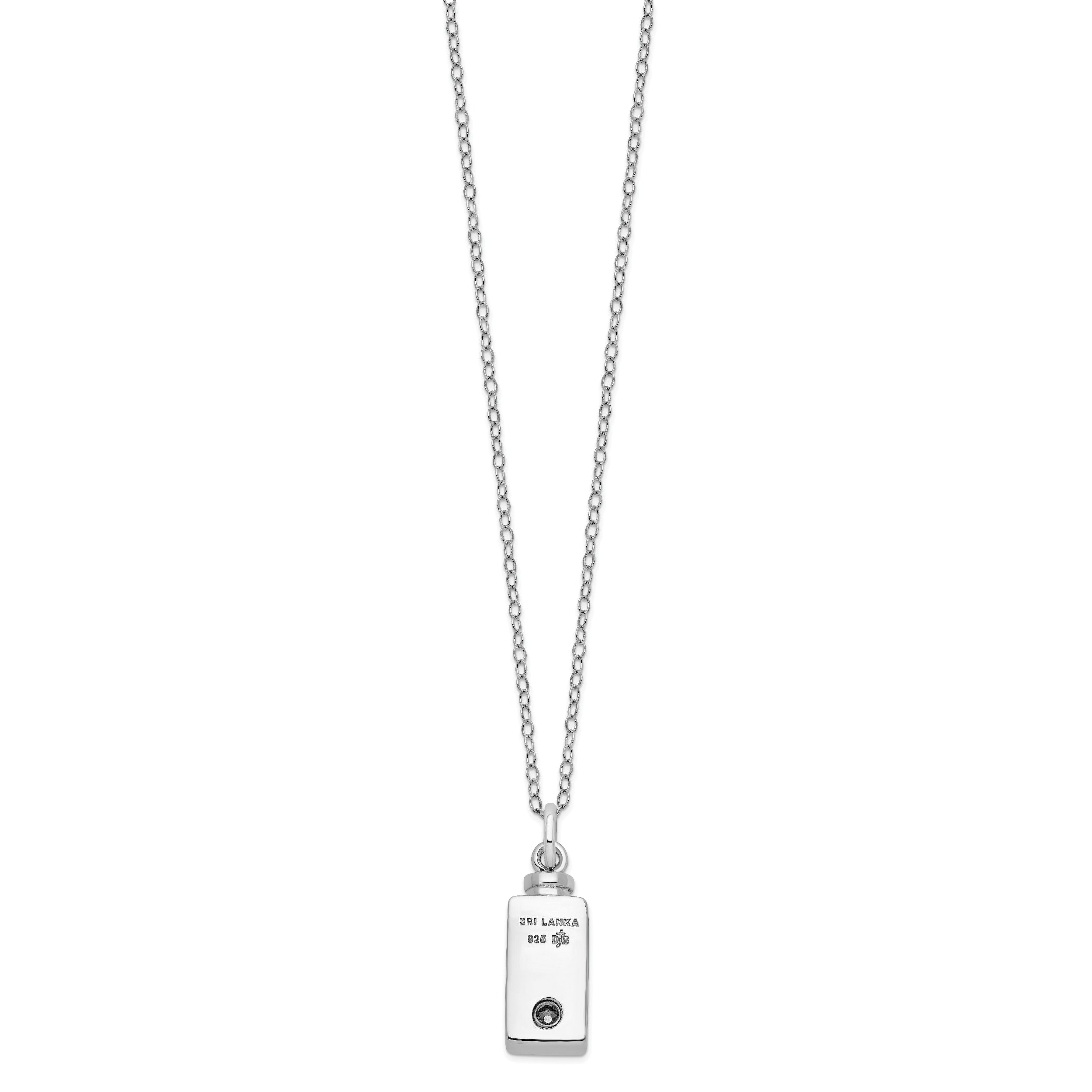 Sentimental Expressions Sterling Silver Rhodium-plated Antiqued Rectangle Box Cross Ash Holder 18 Inch Necklace