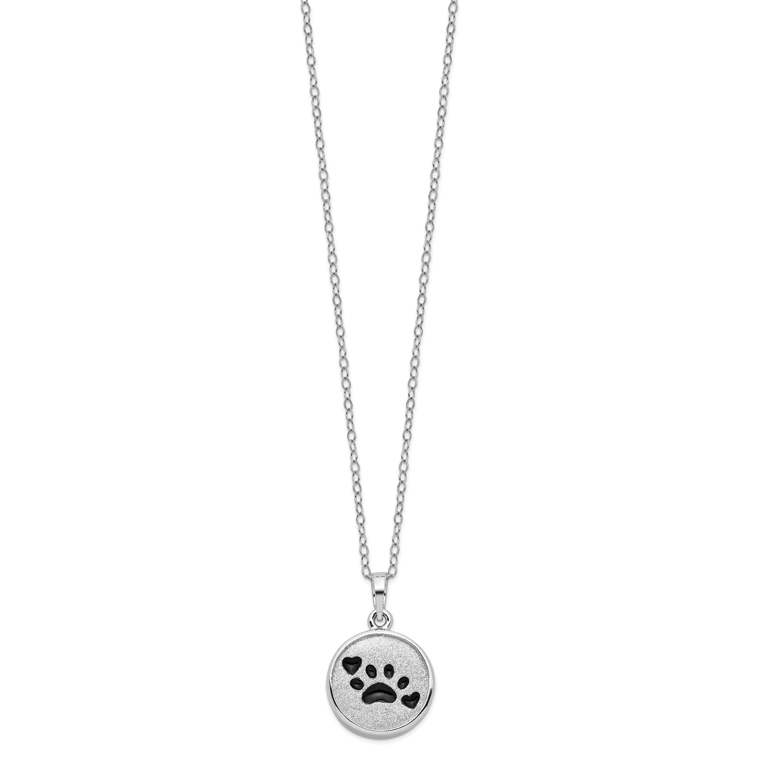 Sentimental Expressions Sterling Silver Rhodium-plated Enameled Paw Print Ash Holder 18 Inch Necklace Secondary image