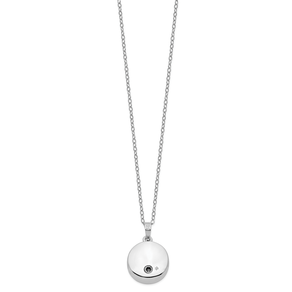 Sentimental Expressions Sterling Silver Rhodium-plated Enameled Paw Print Ash Holder 18 Inch Necklace