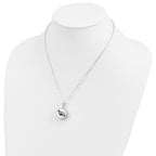 Sentimental Expressions Sterling Silver Rhodium-plated Enameled Paw Print Ash Holder 18 Inch Necklace