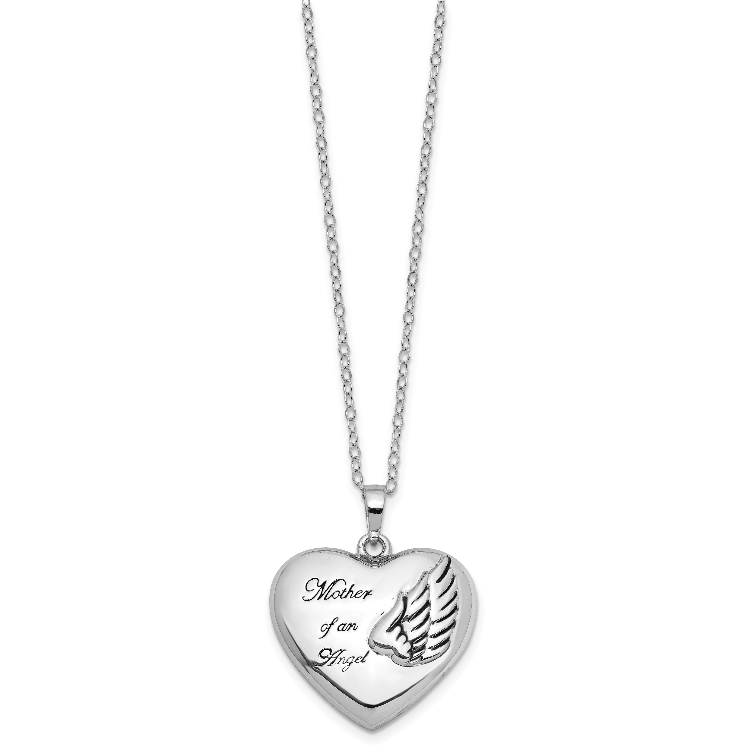 Sentimental Expressions Sterling Silver Rhodium-plated and Antiqued Mother of an Angel Heart Ash Holder 18 Inch Necklace Secondary image