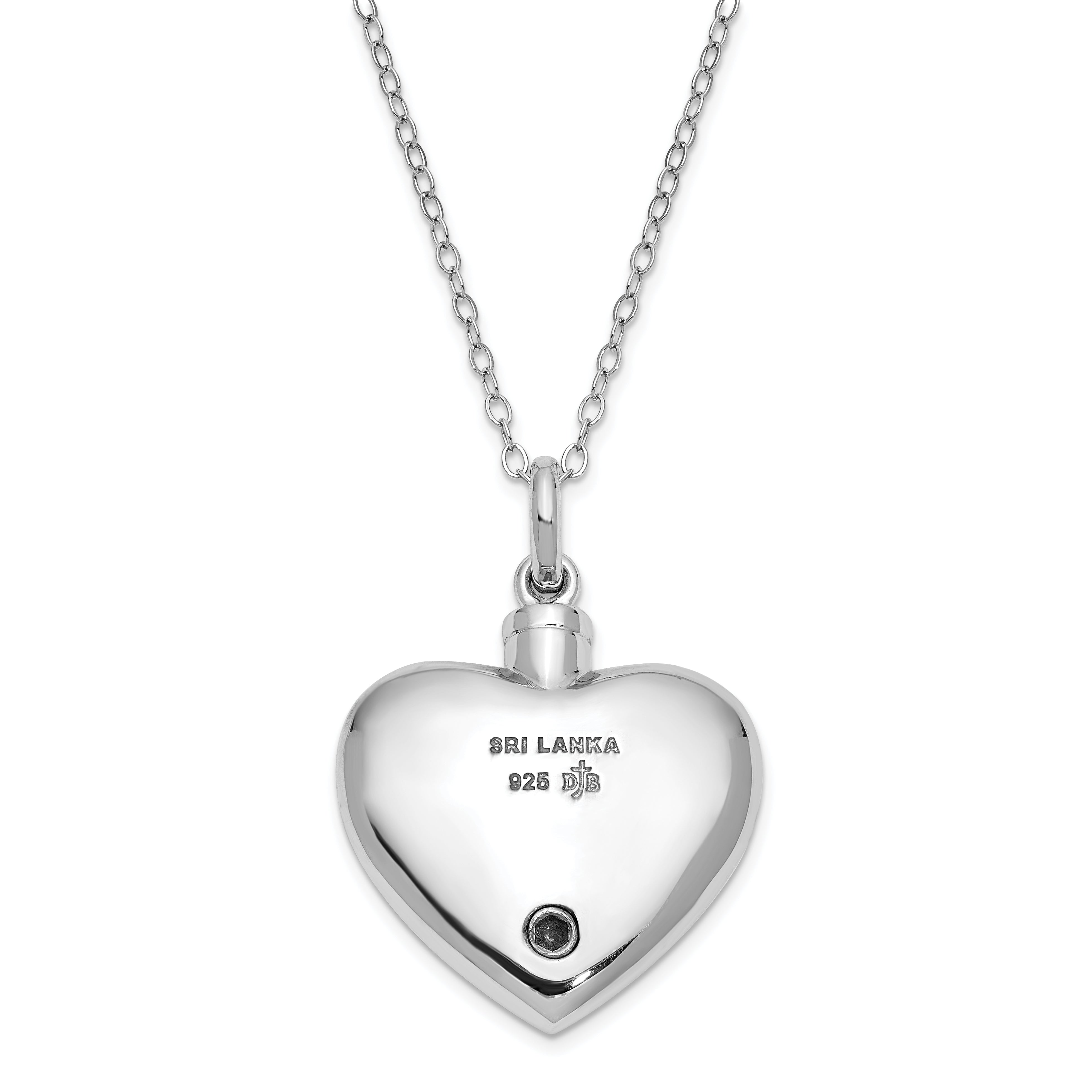 Sentimental Expressions Sterling Silver Rhodium-plated and Antiqued Mother of an Angel Heart Ash Holder 18 Inch Necklace