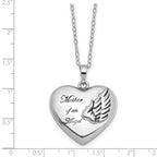 Sentimental Expressions Sterling Silver Rhodium-plated and Antiqued Mother of an Angel Heart Ash Holder 18 Inch Necklace