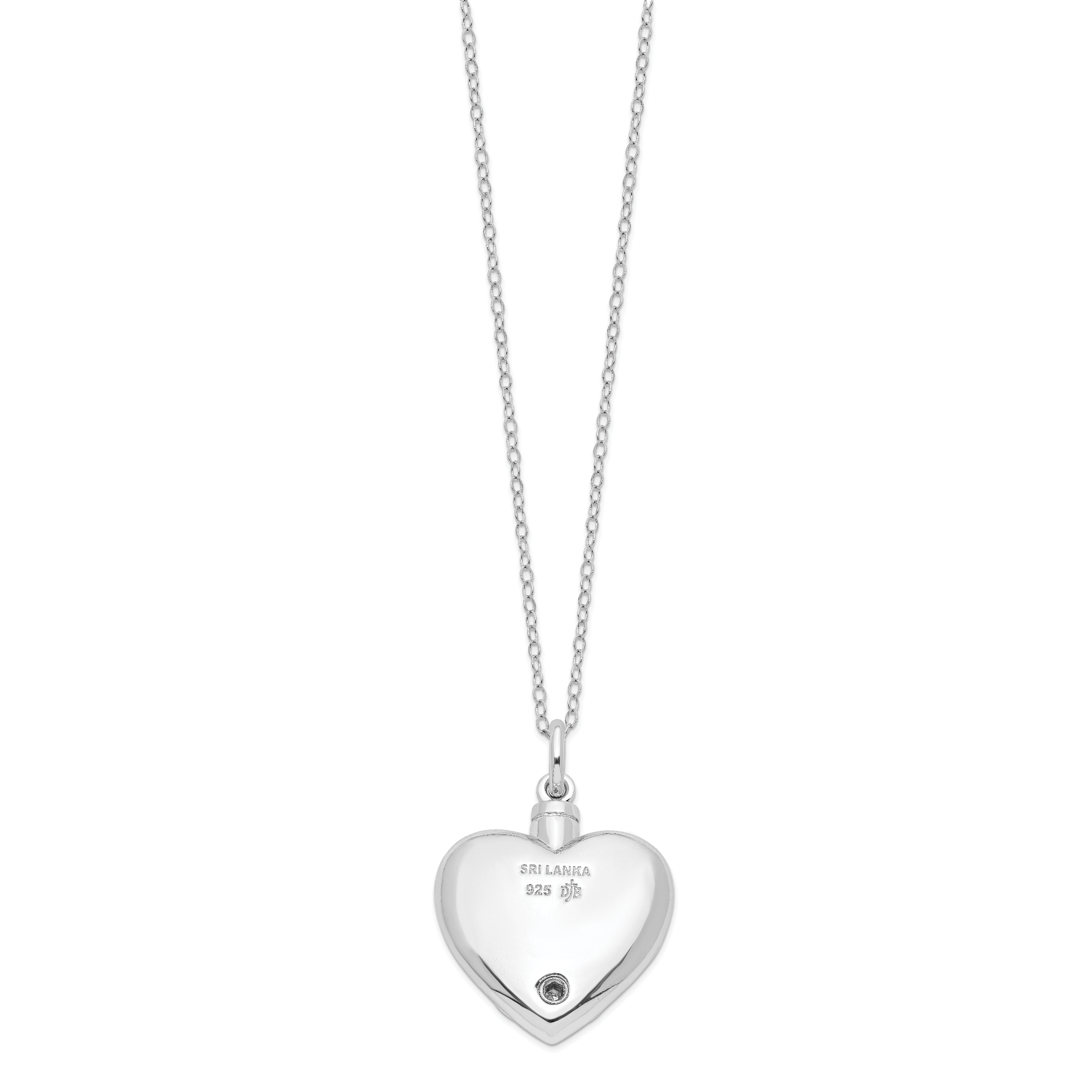 Sentimental Expressions Sterling Silver Rhodium-plated Antiqued Grieving Heart Ash Holder 18 Inch Necklace