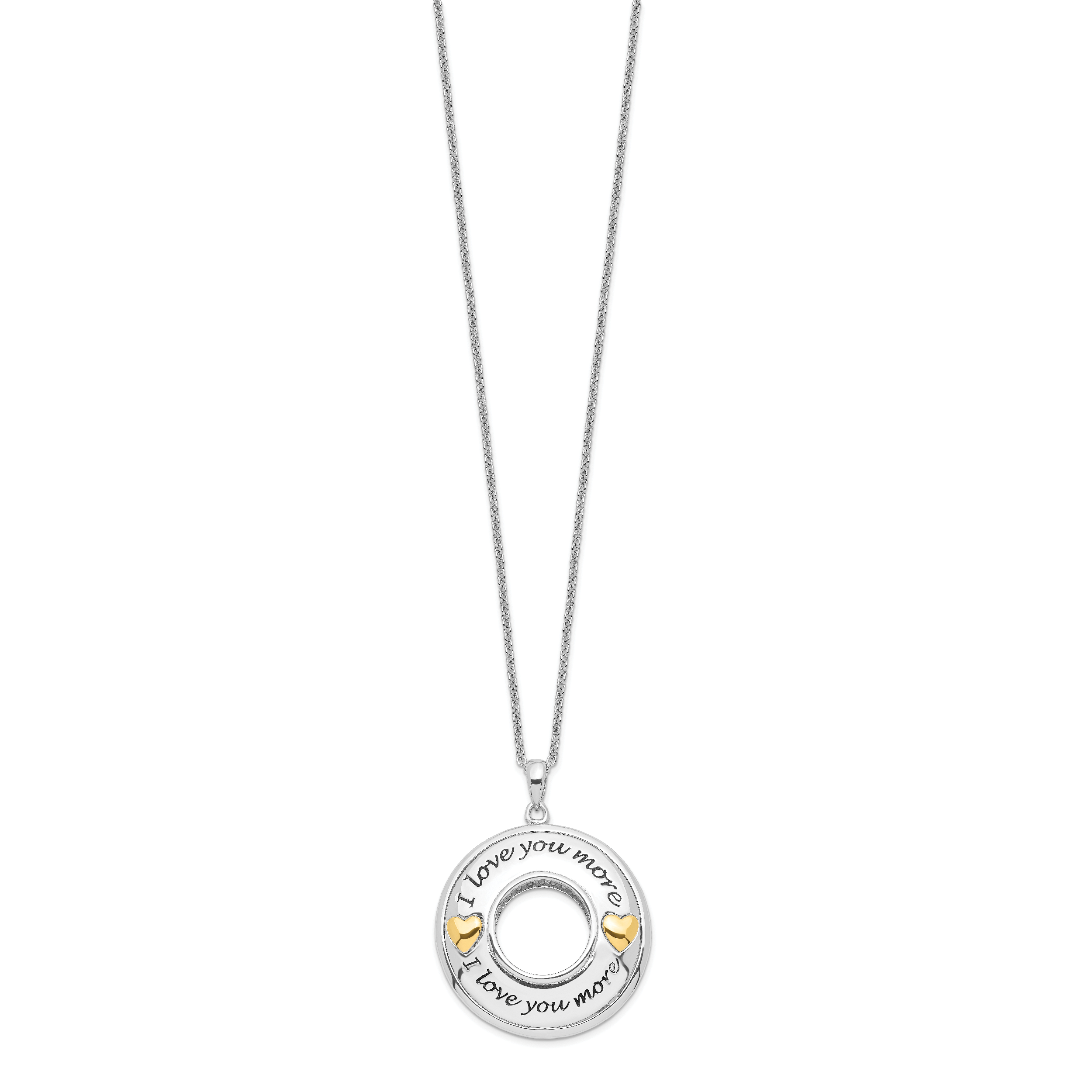 Sentimental Expressions Sterling Silver Gold-plated Antiqued CZ I Love You More 18in. Necklace