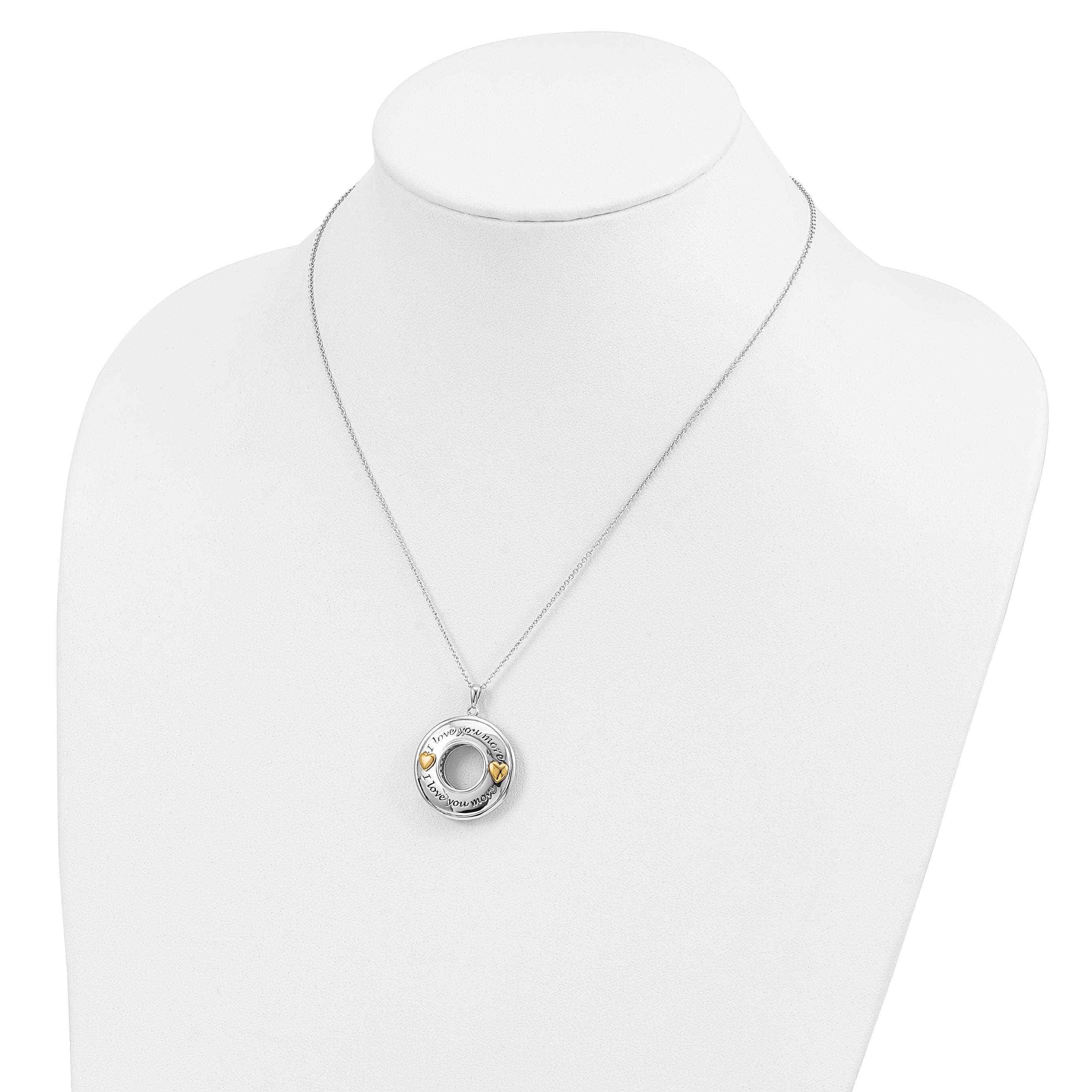 Sentimental Expressions Sterling Silver Gold-plated Antiqued CZ I Love You More 18in. Necklace