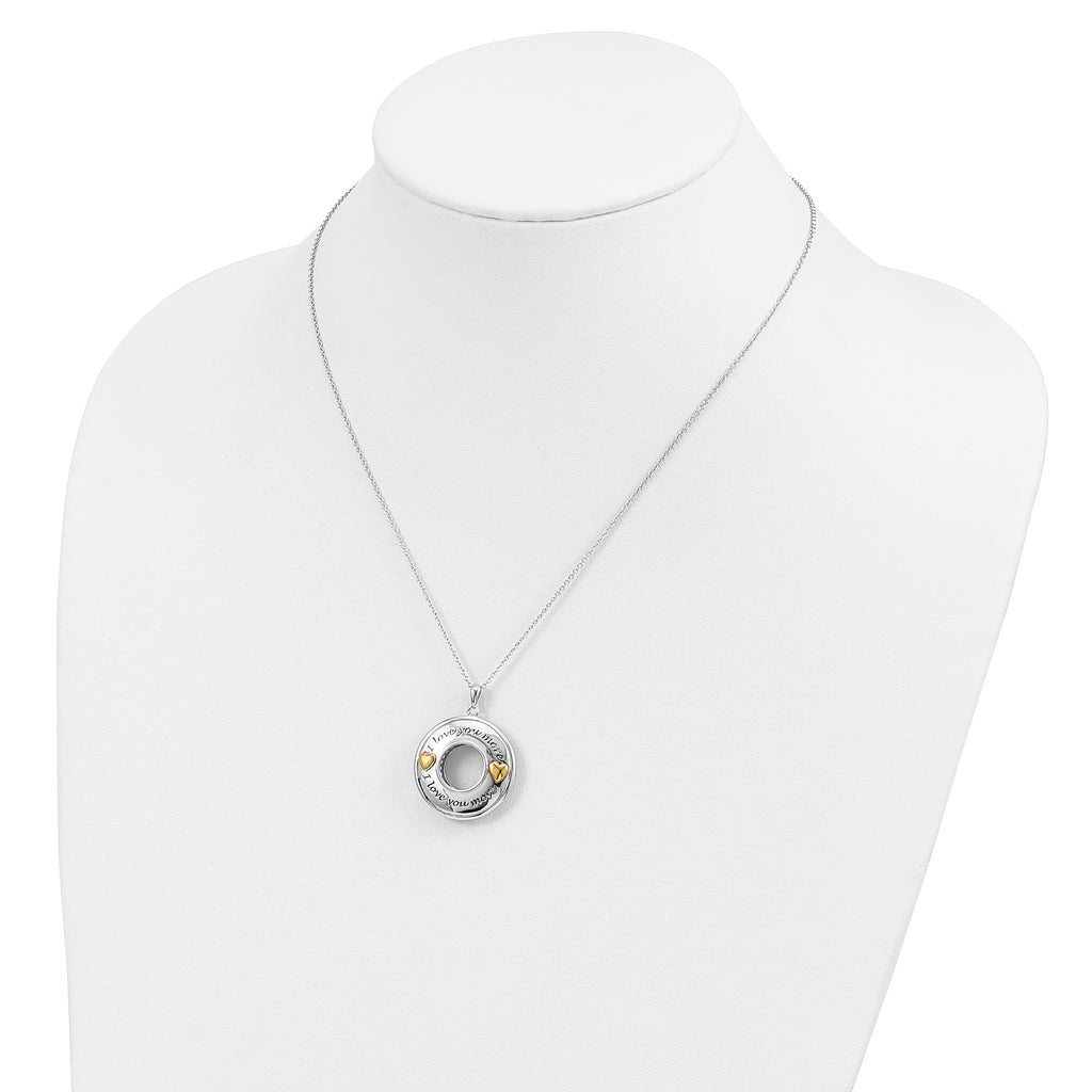 Sentimental Expressions Sterling Silver Gold-plated Antiqued CZ I Love You More 18in. Necklace