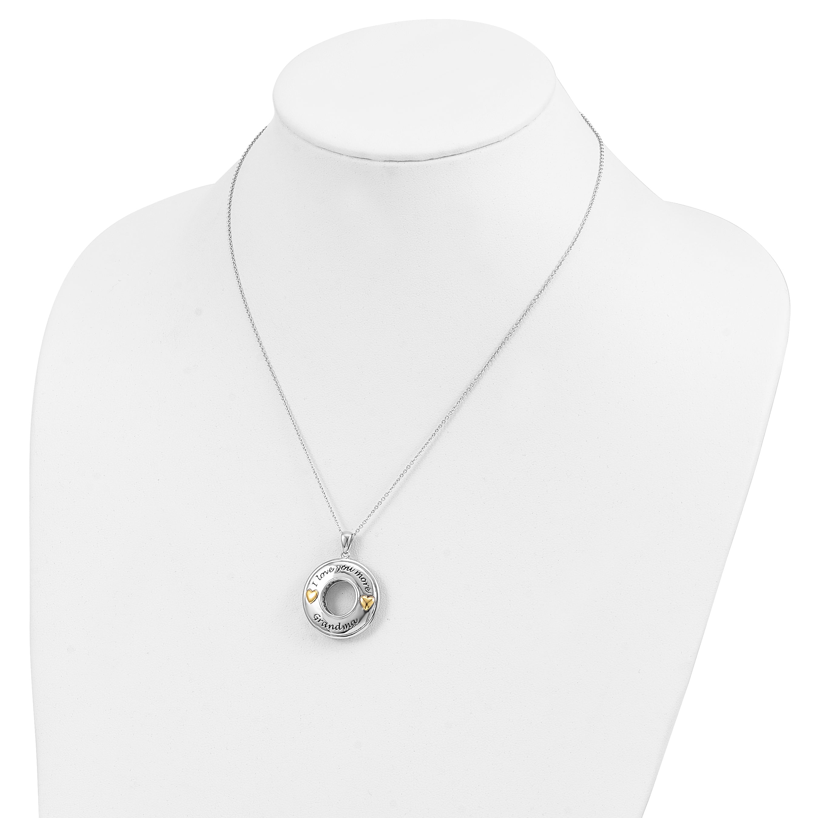 Sentimental Expressions Sterling Silver Gold-plated Antique CZ I Love You More Grandma 18in Necklace
