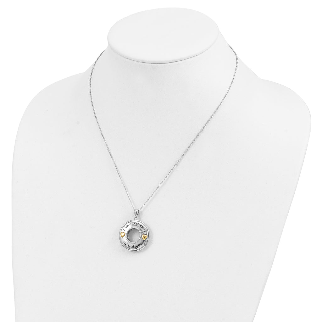 Sentimental Expressions Sterling Silver Gold-plated Antique CZ I Love You More Grandma 18in Necklace