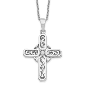 Prayer Cross Necklace in Sterling Silver, 18 Inch - Sophia Jewelers