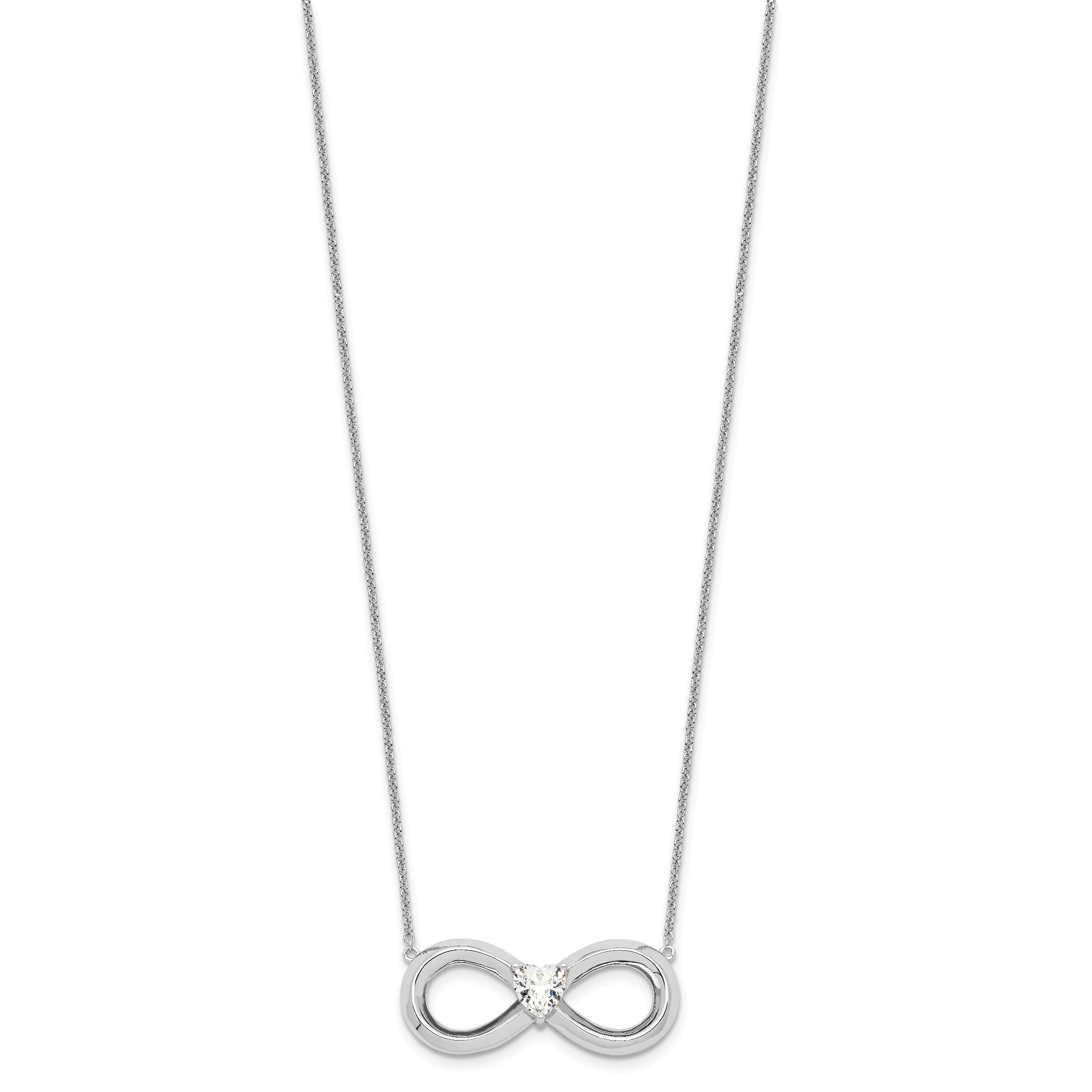 Sentimental Expressions Sterling Silver Rhodium-plated CZ Antiqued Forever 19in. Necklace Secondary image
