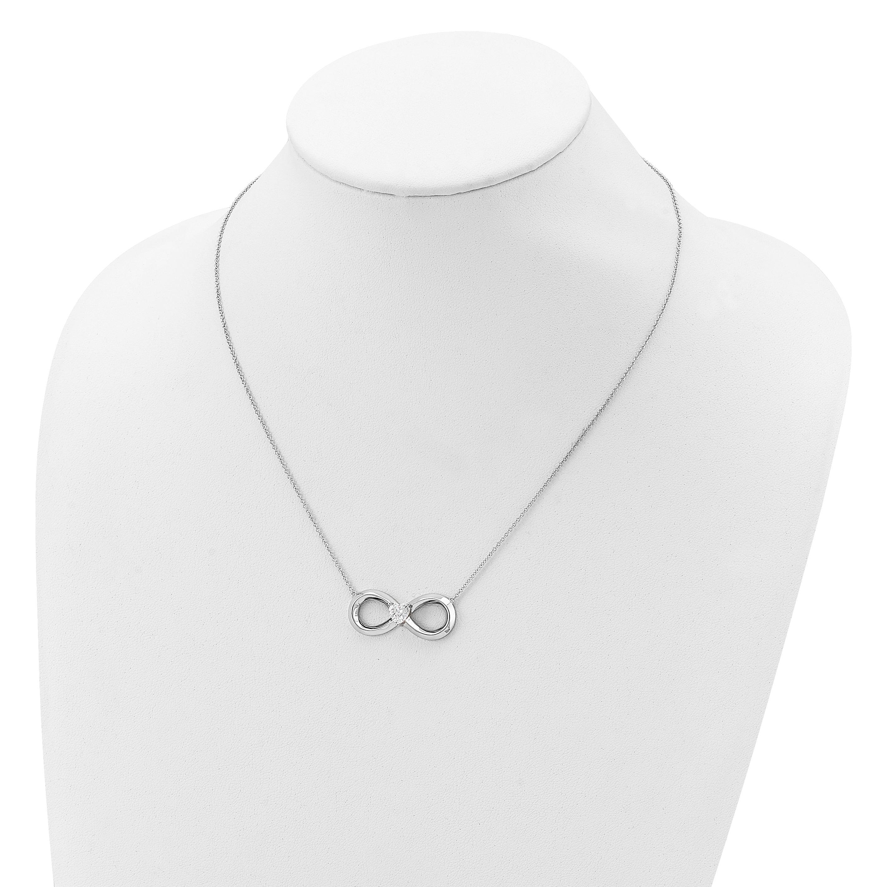 Sentimental Expressions Sterling Silver Rhodium-plated CZ Antiqued Forever 19in. Necklace