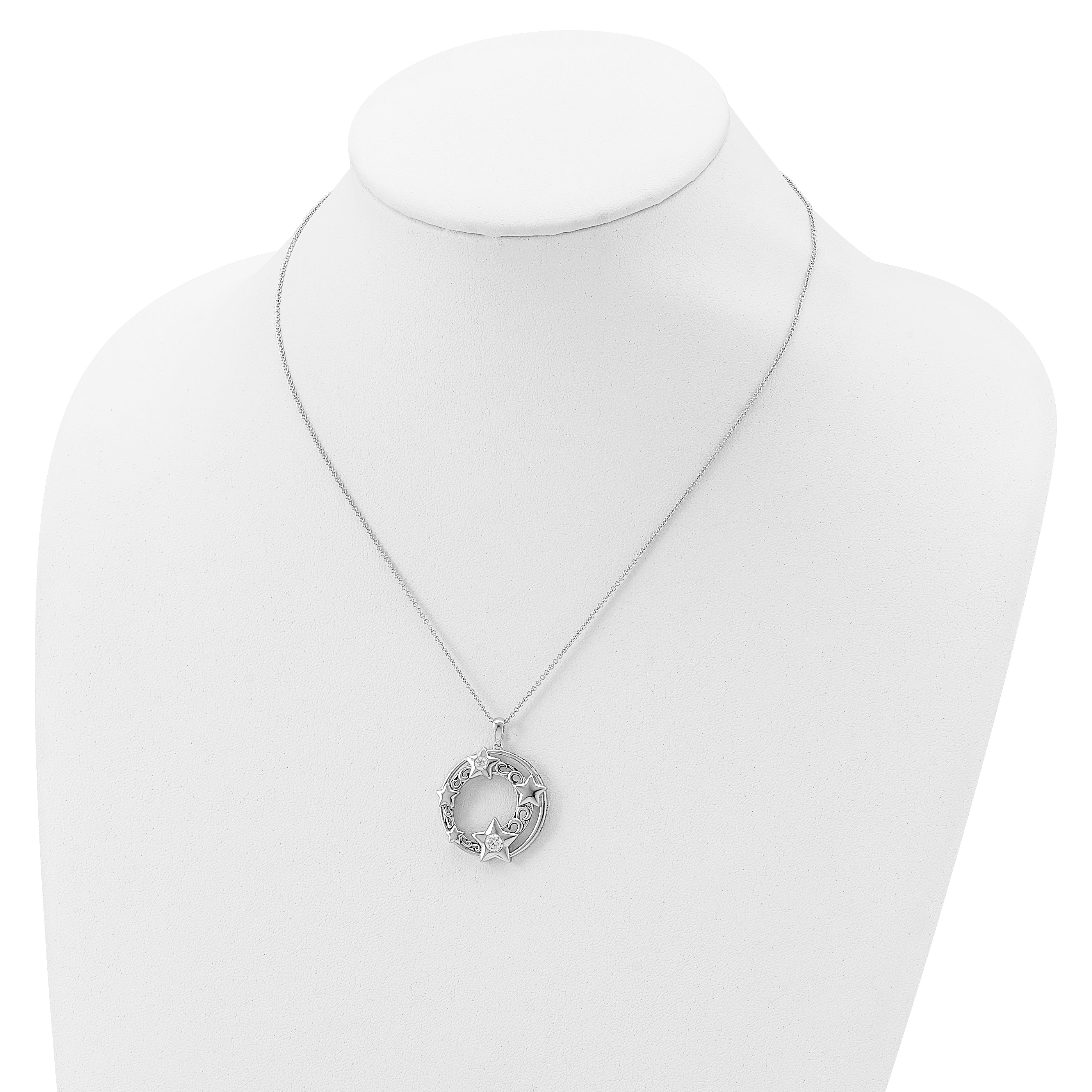 Sentimental Expressions Sterling Silver Rhodium-plated CZ Antiqued Once In A Lifetime 18in. Necklace