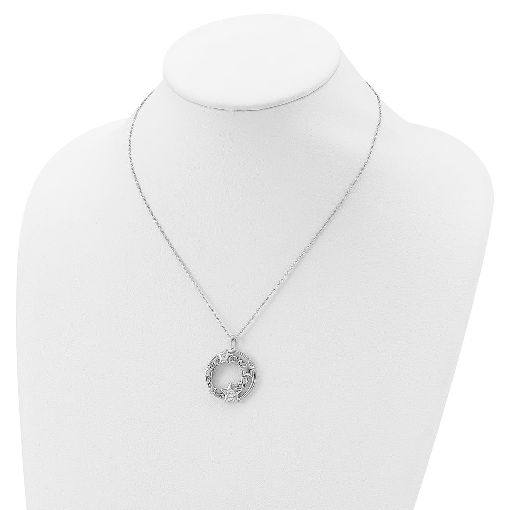 Sentimental Expressions Sterling Silver Rhodium-plated CZ Antiqued Once In A Lifetime 18in. Necklace