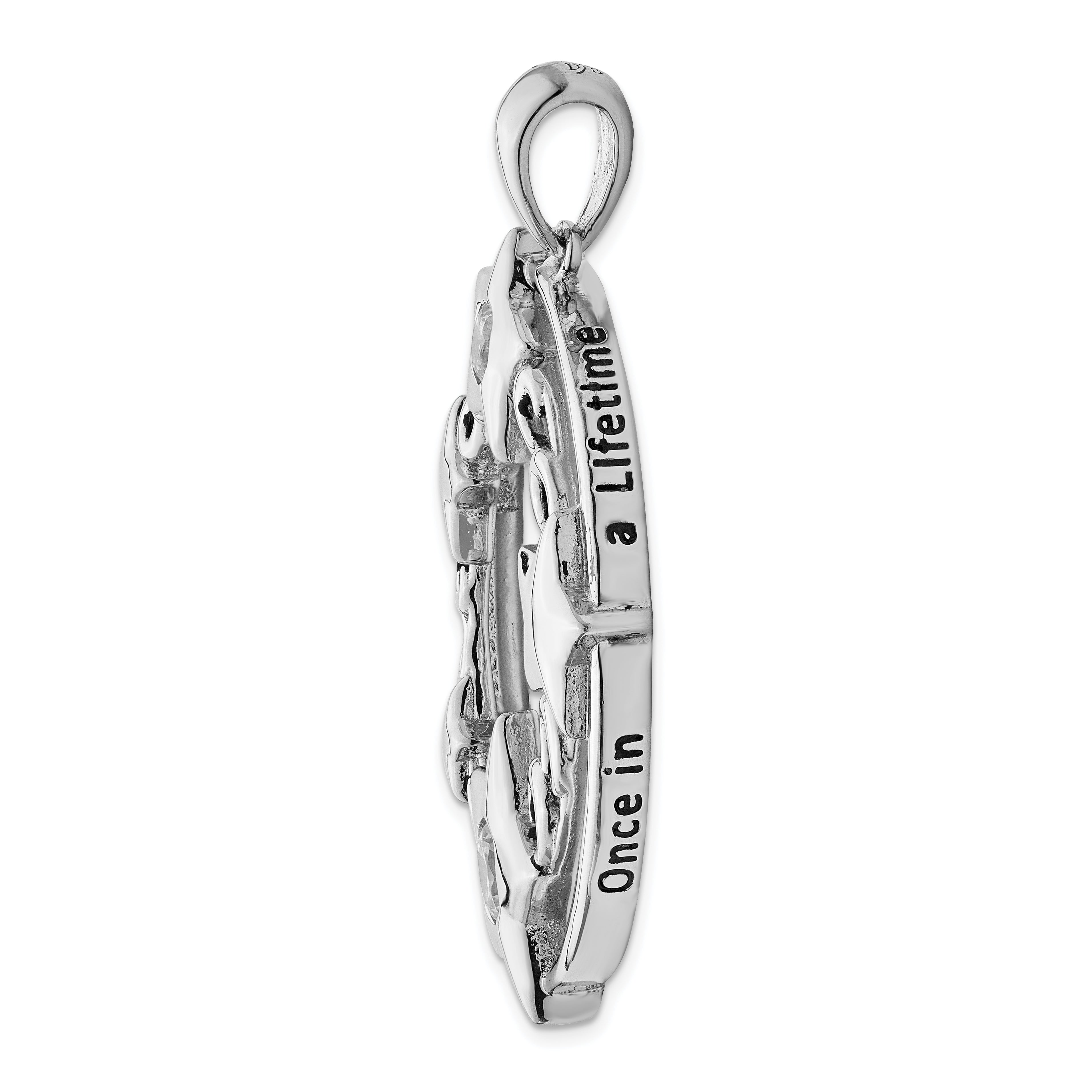 Sentimental Expressions Sterling Silver Rhodium-plated CZ Antiqued Once In A Lifetime 18in. Necklace