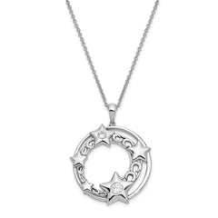 Sentimental Expressions Sterling Silver Rhodium-plated CZ Antiqued Once In A Lifetime 18in. Necklace