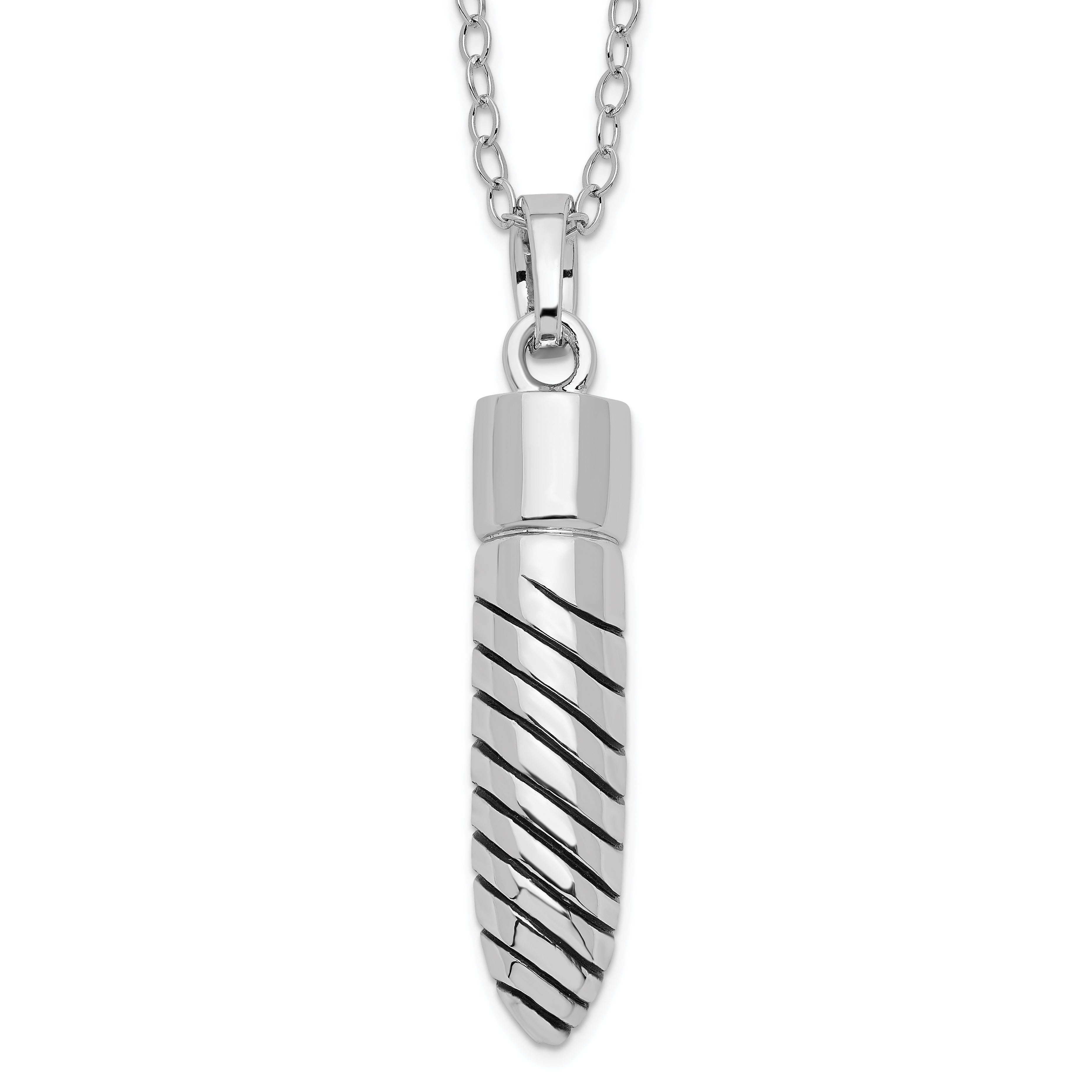 Sentimental Expressions Sterling Silver Rhodium-plated Antiqued Lined Bullet Ash Holder 18 Inch Necklace Main image