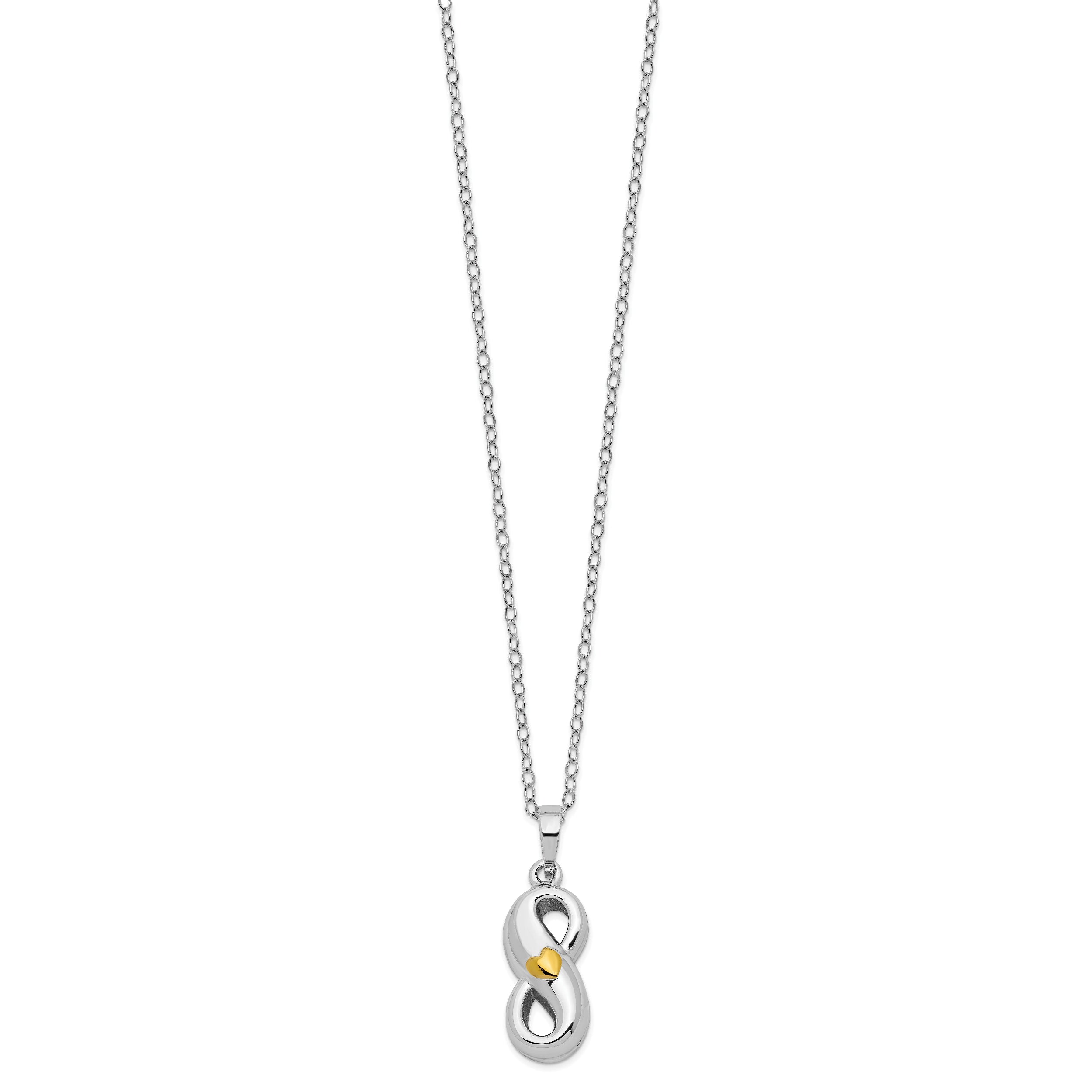 Sentimental Expressions Sterling Silver Rhodium-plated Gold-tone Heart Accent Infinite Love Ash Holder 18 Inch Necklace