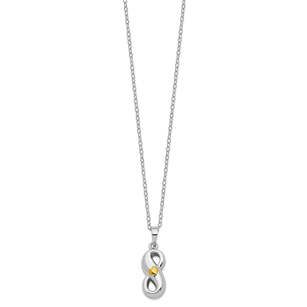 Sentimental Expressions Sterling Silver Rhodium-plated Gold-tone Heart Accent Infinite Love Ash Holder 18 Inch Necklace