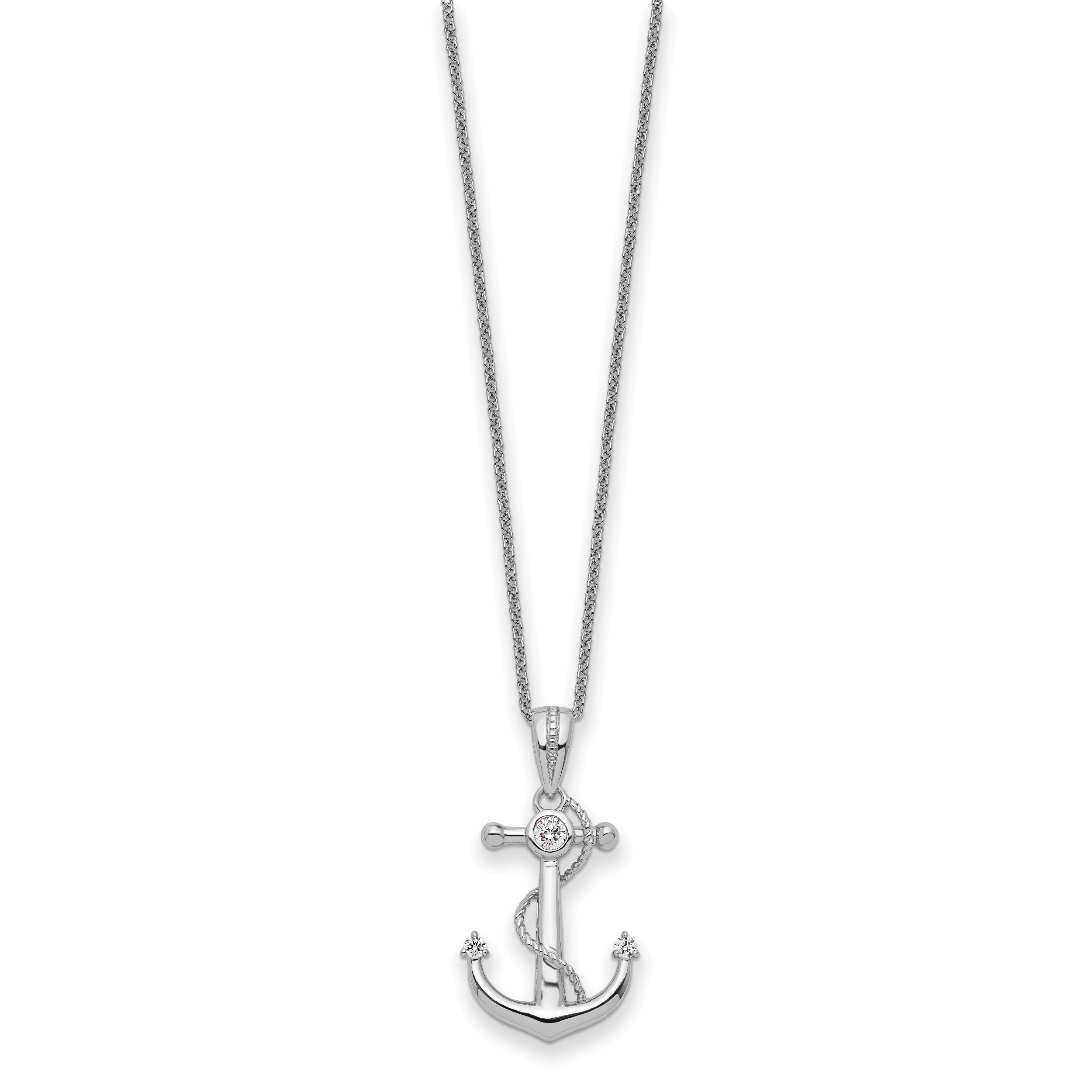 Sentimental Expressions Sterling Silver Rhodium-plated CZ My Mother My Anchor 18in Necklace Secondary image