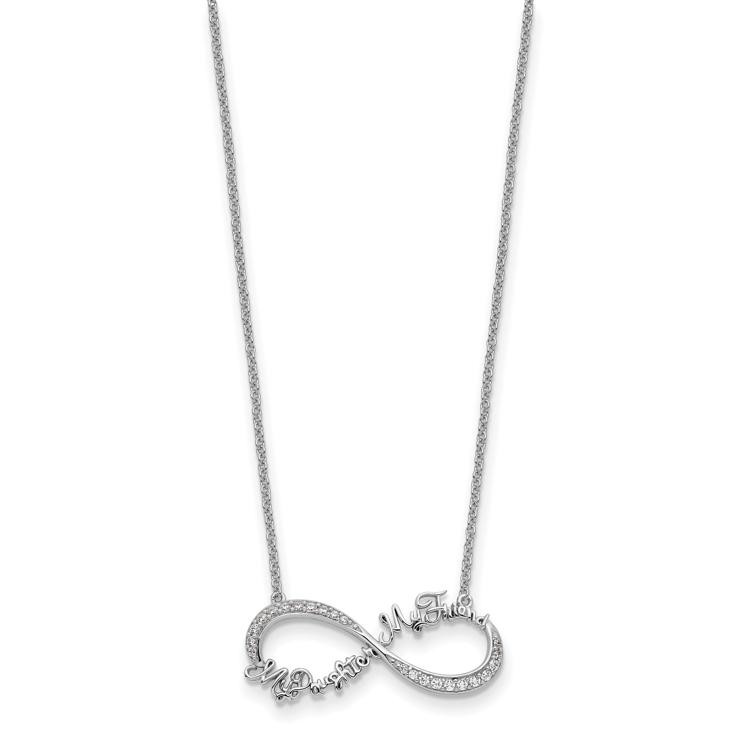 Sentimental ExpreSterling Silverions Sterling Silver Rhodium-Plated CZ My Daughter My Friend 18in Necklace Secondary image