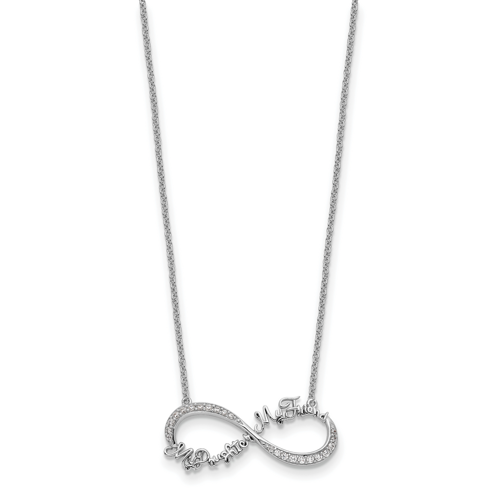 Sentimental ExpreSterling Silverions Sterling Silver Rhodium-Plated CZ My Daughter My Friend 18in Necklace
