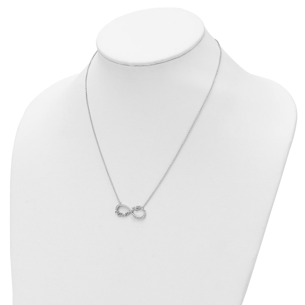 Sentimental ExpreSterling Silverions Sterling Silver Rhodium-Plated CZ My Daughter My Friend 18in Necklace