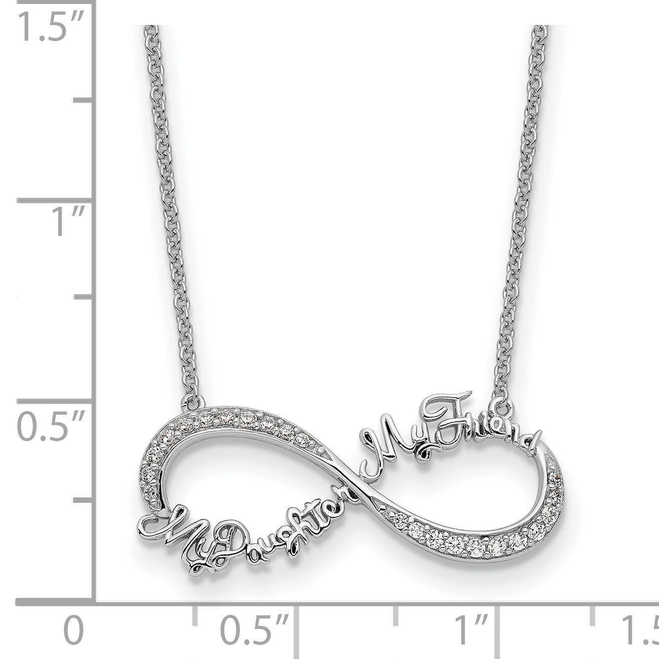 Sentimental ExpreSterling Silverions Sterling Silver Rhodium-Plated CZ My Daughter My Friend 18in Necklace