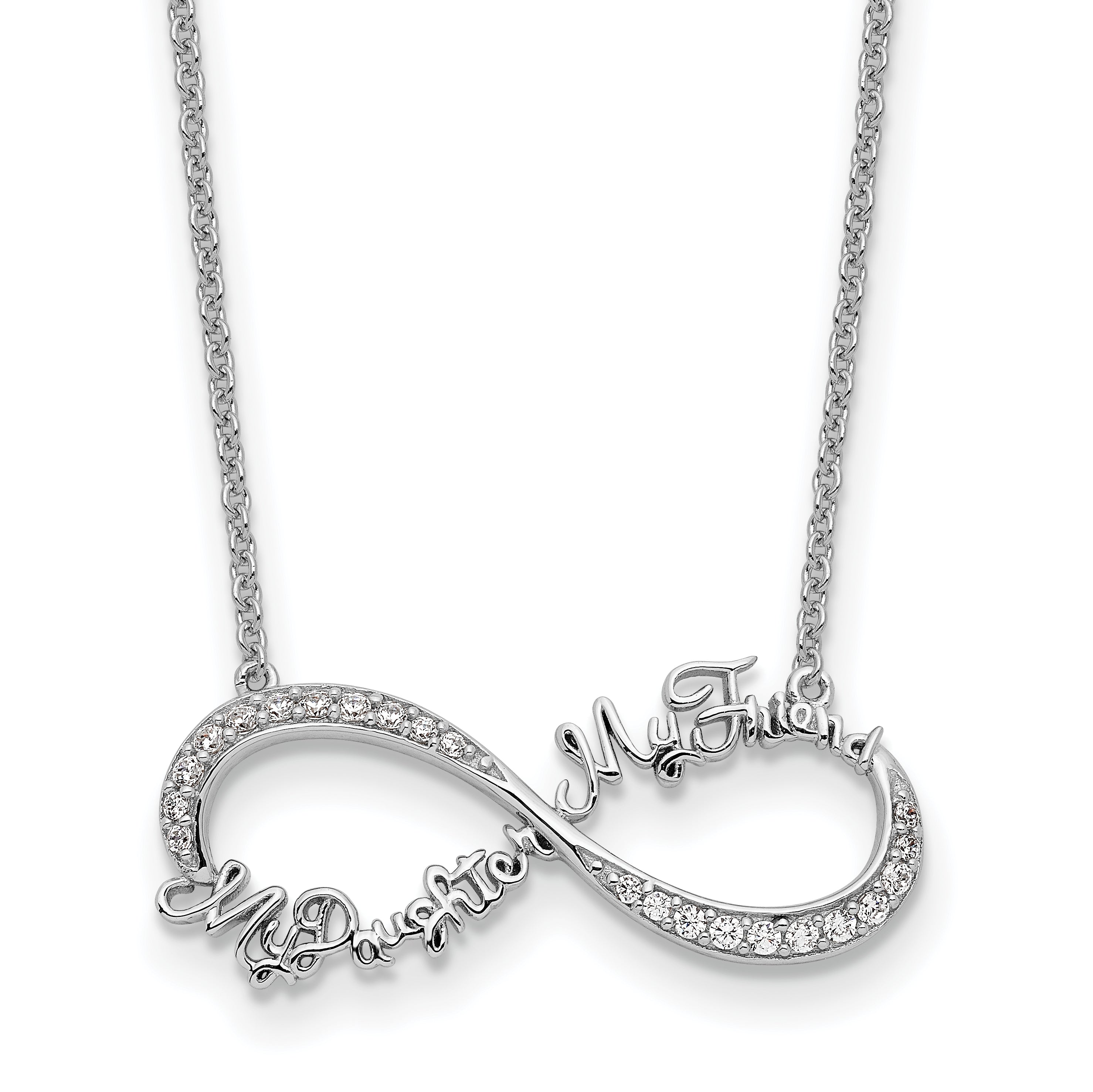 Sentimental ExpreSterling Silverions Sterling Silver Rhodium-Plated CZ My Daughter My Friend 18in Necklace Main image