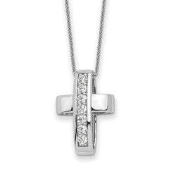 Sentimental Expressions Sterling Silver Rhodium-Rhodium-Plated CZ Good and Perfect Cross 22in Necklace