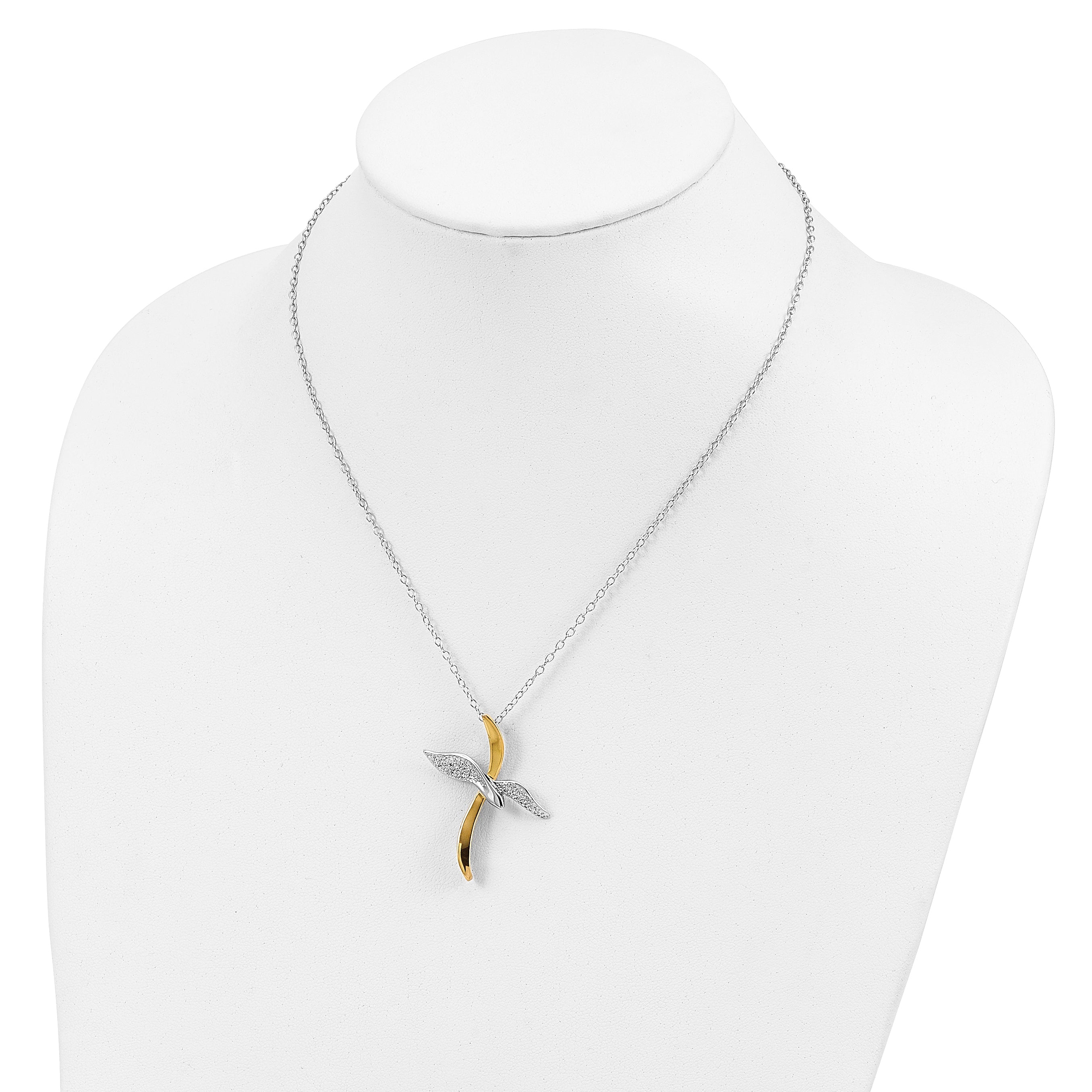 Sentimental Expressions Sterling Silver Gold-tone Faith In Flight 22in Necklace